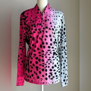 Jamie Sadock Pink and Black Panther Print 1/4 Zip Shirt Size Large